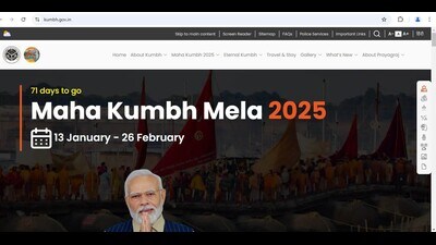 Mahakumbh-2025 official website homepage (HT Photo)