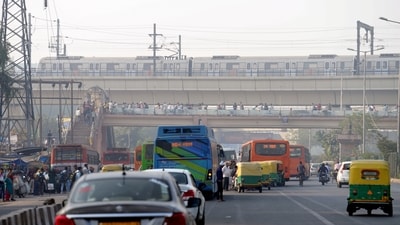 Vehicles move on a road as air quality continues to remain poor, a day after Diwali festival celebrations, in New Delhi, Friday morning, Nov. 1, 2024. (PTI) Vehicles move on a road as air quality continues to remain poor, a day after Diwali festival celebrations, in New Delhi, Friday morning, Nov. 1, 2024. (PTI)
