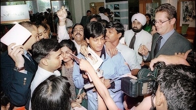 Shah Rukh Khan became the brand ambassador Omega in 1999. He was photographed at one of the Omega event.&nbsp; ( S Burmaula)