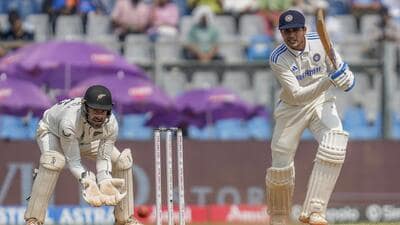 Shubman Gill in action on Day 2 of third Test against New Zealand at Wankhede Stadium, in Mumbai on Saturday. (AP) Shubman Gill in action on Day 2 of third Test against New Zealand at Wankhede Stadium, in Mumbai on Saturday. (AP)