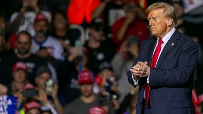 Former US President Donald Trump during a campaign event at the Fiserv Forum in Milwaukee, Wisconsin, US, on Friday, Nov. 1, 2024. Photographer: Jim Vondruska/Bloomberg (Bloomberg)