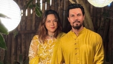 Lin Laishram and Randeep Hooda on their first Diwali since marriage Lin Laishram and Randeep Hooda on their first Diwali since marriage