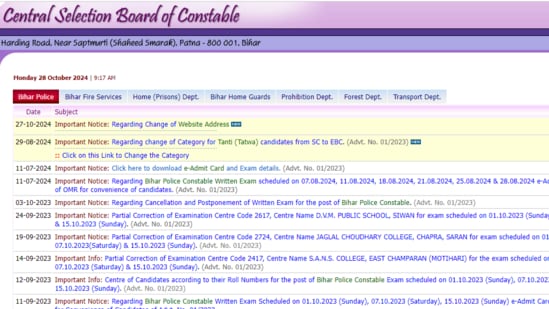 CSBC Bihar Police Constable Result 2024 Live: The result will be announced on the new official website of CSBC, csbc.bihar.gov.in (Screenshot) CSBC Bihar Police Constable Result 2024 Live: The result will be announced on the new official website of CSBC, csbc.bihar.gov.in (Screenshot)
