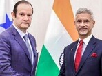 External affairs minister S Jaishankar with Panama foreign minister Javier Martínez-Acha Vásquez on the Panama National Day on Sunday.
