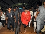 Andhra Pradesh Deputy Chief Minister Pawan Kalyan, who undertook a purification ritual amid the Tirupati laddu controversy, walks to Tirumala temple via the Alipiri stairway, in Tirupati district on Oct 1.