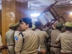 Police at Ghaziabad District Court following a heated exchange of words between a lawyer and a judge during a hearing on October 29. (PTI File Photo) Police at Ghaziabad District Court following a heated exchange of words between a lawyer and a judge during a hearing on October 29. (PTI File Photo)
