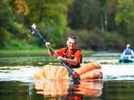 Gary Kristensen sailed for 26 hours in his self-grown and hand-carved vegetable vessel which he named “Punky Loafster”.