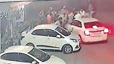 A videograb shows the sisters ploughing their car into a group of residents and police officers. (HT Photo) A videograb shows the sisters ploughing their car into a group of residents and police officers. (HT Photo)