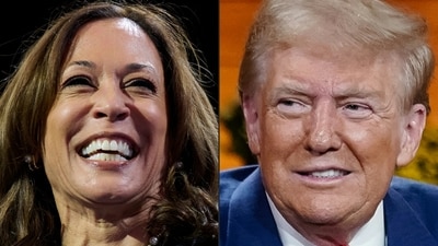Kamala Harris went after her US presidential election rival Donald Trump's mental state and fitness for office Tuesday after the 78-year-old Republican's televised town hall veered into a surreal, impromptu music session. (Photo by DUSTIN FRANZ and Elijah Nouvelage / AFP) (AFP)