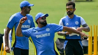 India's captain Rohit Sharma (C) with teammates Ravichandran Ashwin (L) and Virat Kohli attend a practice session ahead of their third Test cricket match against New Zealand, at the Wankhede stadium in Mumbai on October 30 (AFP) India's captain Rohit Sharma (C) with teammates Ravichandran Ashwin (L) and Virat Kohli attend a practice session ahead of their third Test cricket match against New Zealand, at the Wankhede stadium in Mumbai on October 30 (AFP)