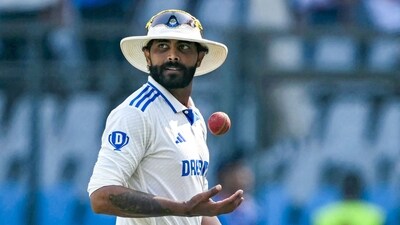 India's Ravindra Jadeja celebrates after taking his fifth wicket of New Zealand's Ajaz Patel at the end of New Zealand's second innings during the third day of the third and final Test cricket match between India and New Zealand (AFP) India's Ravindra Jadeja celebrates after taking his fifth wicket of New Zealand's Ajaz Patel at the end of New Zealand's second innings during the third day of the third and final Test cricket match between India and New Zealand (AFP)
