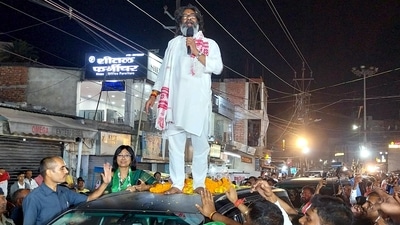 Jharkhand Chief Minister Hemant Soren during a roadshow in support of JMM candidate Mahua Maji (PTI) Jharkhand Chief Minister Hemant Soren during a roadshow in support of JMM candidate Mahua Maji (PTI)