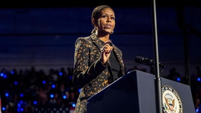 Michelle Obama cautioned against the dangers of a Trump presidency during a rally for Kamala Harris in Pennsylvania, labelling Trump a con man. (Getty Images via AFP) Michelle Obama cautioned against the dangers of a Trump presidency during a rally for Kamala Harris in Pennsylvania, labelling Trump a con man. (Getty Images via AFP)