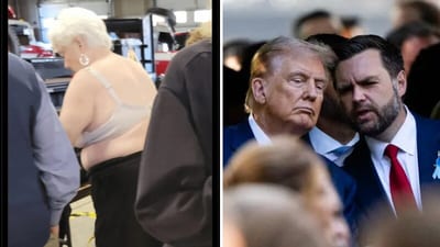An elderly woman cast her ballot in a bra after being told to remove her MAGA gear (X, Reddit) An elderly woman cast her ballot in a bra after being told to remove her MAGA gear (X, Reddit)
