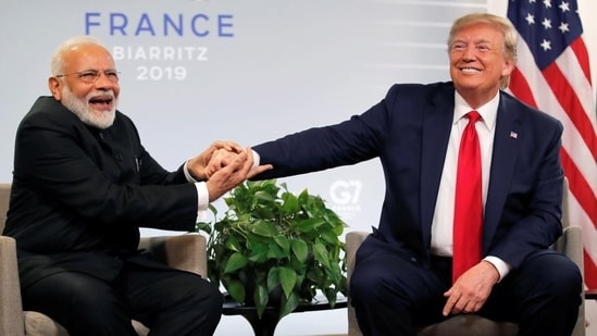 US President Donald Trump with Prime Minister Narendra Modi, Biarritz, France, on August 26, 2019. (REUTERS file)
