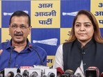 Delhi Mayor Shelly Oberoi along with AAP chief Arvind Kejriwal