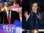 This combination of pictures created on November 03, 2024 shows, L-R, former US President Republican presidential candidate Donald Trump speaking during a campaign rally in Kinston, North Carolina, on November 3, 2024 and US Vice President and Democratic presidential nominee Kamala Harris speaking during a service at Greater Emmanuel Institutional Church of God in Christ in Detroit, Michigan, on November 3, 2024. (Photo by Ryan M. Kelly and ROBERTO SCHMIDT / AFP) This combination of pictures created on November 03, 2024 shows, L-R, former US President Republican presidential candidate Donald Trump speaking during a campaign rally in Kinston, North Carolina, on November 3, 2024 and US Vice President and Democratic presidential nominee Kamala Harris speaking during a service at Greater Emmanuel Institutional Church of God in Christ in Detroit, Michigan, on November 3, 2024. (Photo by Ryan M. Kelly and ROBERTO SCHMIDT / AFP)