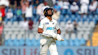 New Zealand's Rachin Ravindra walks back to the pavilion. (ANI Photo) New Zealand's Rachin Ravindra walks back to the pavilion. (ANI Photo)