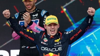 Red Bull Racing's Dutch driver Max Verstappen celebrates at the podium after winning the Formula One Sao Paulo Grand Prix (AFP) Red Bull Racing's Dutch driver Max Verstappen celebrates at the podium after winning the Formula One Sao Paulo Grand Prix (AFP)