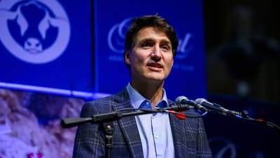 Prime Minister Justin Trudeau gives remarks at the Royal Agricultural Winter Fair, in Toronto, Friday, Nov. 1, 2024. (Christopher Katsarov/The Canadian Press via AP) (AP) Prime Minister Justin Trudeau gives remarks at the Royal Agricultural Winter Fair, in Toronto, Friday, Nov. 1, 2024. (Christopher Katsarov/The Canadian Press via AP) (AP)