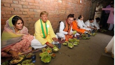 Donald Trump and Elon Musk reimagined as Indian politicians on a campaign trail. (@TrumpUpdateHQ) Donald Trump and Elon Musk reimagined as Indian politicians on a campaign trail. (@TrumpUpdateHQ)