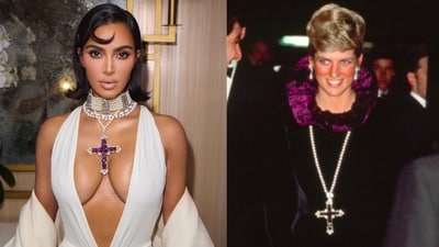 Kim Kardashian finally wears Princess Diana's Attallah Cross pendant, following 2023 auction buy (Photos: X) Kim Kardashian finally wears Princess Diana's Attallah Cross pendant, following 2023 auction buy (Photos: X)