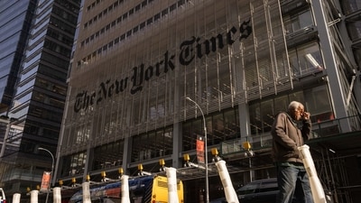 The New York Times headquarters in New York, US, on Monday, Nov. 4, 2024. New York Times Co. shares fell Monday after the newspaper publisher reported third-quarter revenues and subscriptions that fell short of analysts' expectations and the company's tech workers went on strike the day before the 2024 Presidential Election. Photographer: Yuki Iwamura/Bloomberg (Bloomberg) The New York Times headquarters in New York, US, on Monday, Nov. 4, 2024. New York Times Co. shares fell Monday after the newspaper publisher reported third-quarter revenues and subscriptions that fell short of analysts' expectations and the company's tech workers went on strike the day before the 2024 Presidential Election. Photographer: Yuki Iwamura/Bloomberg (Bloomberg)