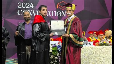 Professor Padmakumar Nair, director of Thapar Institute of Engineering and Technology, Patiala, awards a degree to a student. (HT File)