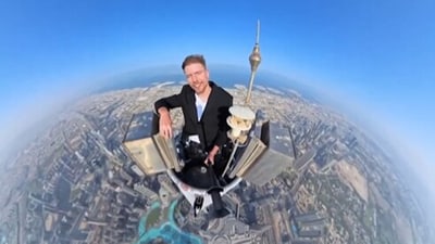 MrBeast scaled Dubai's Burj Khalifa, sharing a viral video of his thrilling climb and reactions. (X/@DramaAlert) MrBeast scaled Dubai's Burj Khalifa, sharing a viral video of his thrilling climb and reactions. (X/@DramaAlert)