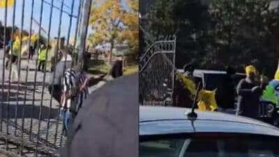 The incident occurred at Hindu Sabha Mandir in Brampton town. (Screengrab | X) The incident occurred at Hindu Sabha Mandir in Brampton town. (Screengrab | X)