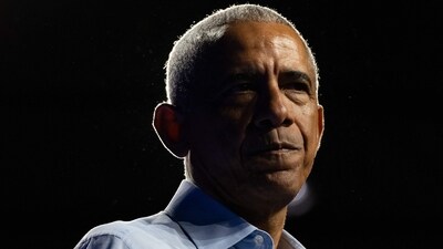 Barack Obama speaks during a campaign event in support of Democratic Presidential nominee Vice President Kamala Harris, at the Baird Center on November 03, 2024, in Milwaukee, Wisconsin. (Getty Images via AFP)