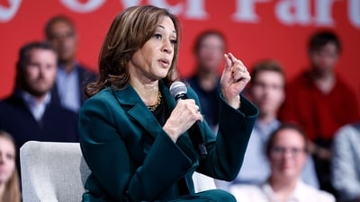 Kamala Harris is at the center of a plagiarism controversy, with allegations of copying significant portions of a colleague's text in her 2007 testimony. (Photo by KAMIL KRZACZYNSKI / AFP) (AFP) Kamala Harris is at the center of a plagiarism controversy, with allegations of copying significant portions of a colleague's text in her 2007 testimony. (Photo by KAMIL KRZACZYNSKI / AFP) (AFP)