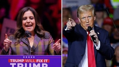 Elise Stefanik touts Trump's support among women despite gender gap in polls (REUTERS/Andrew Kelly, photo by CHIP SOMODEVILLA / GETTY IMAGES NORTH AMERICA / Getty Images via AFP) Elise Stefanik touts Trump's support among women despite gender gap in polls (REUTERS/Andrew Kelly, photo by CHIP SOMODEVILLA / GETTY IMAGES NORTH AMERICA / Getty Images via AFP)