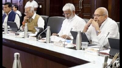 Uttar Pradesh Jal Shakti minister Swatantra Dev Singh during the state cabinet meeting in Lucknow on November 4. (HT photo) Uttar Pradesh Jal Shakti minister Swatantra Dev Singh during the state cabinet meeting in Lucknow on November 4. (HT photo)