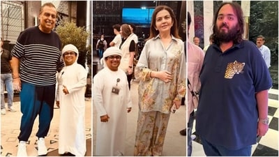 Nita Ambani, along with Mukesh and son Anant Ambani is recently spotted in Dubai. (Instagram/@ambani_update) Nita Ambani, along with Mukesh and son Anant Ambani is recently spotted in Dubai. (Instagram/@ambani_update)