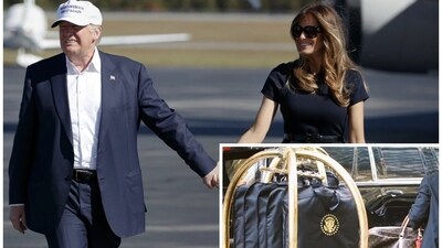 Melania Trump along with her only son Barron, 18, were seen leaving their New York City residence on Sunday, before boarding a private plane with a mass of Louis Vuitton luggage and six clothing bags featuring the Presidential emblem, Daily Mail reported. (AP/X) Melania Trump along with her only son Barron, 18, were seen leaving their New York City residence on Sunday, before boarding a private plane with a mass of Louis Vuitton luggage and six clothing bags featuring the Presidential emblem, Daily Mail reported. (AP/X)