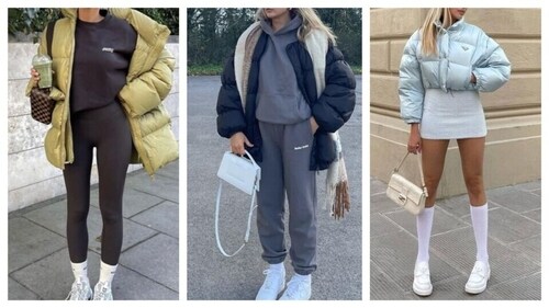 Embrace the sporty chic aesthetic with puffer coats. Go for cropped puffer jackets if you wish to make your softcore, feminine dresses more edgy. (Pinterest) Embrace the sporty chic aesthetic with puffer coats. Go for cropped puffer jackets if you wish to make your softcore, feminine dresses more edgy. (Pinterest)