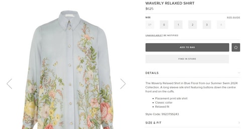 Her silk shirt costs $625, which is equal to ₹44,163. (www.zimmermann.com) Her silk shirt costs $625, which is equal to ₹44,163. (www.zimmermann.com)