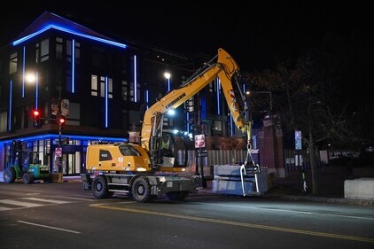 Heavy machinery is seen outside Howard University as workers setup a security perimeter in Washington, DC on November 3, 2024. Democratic presidential nominee,Vice President Kamala Harris, will be spending election night at Howard University. (Photo by Mandel NGAN / AFP) (AFP) Heavy machinery is seen outside Howard University as workers setup a security perimeter in Washington, DC on November 3, 2024. Democratic presidential nominee,Vice President Kamala Harris, will be spending election night at Howard University. (Photo by Mandel NGAN / AFP) (AFP)