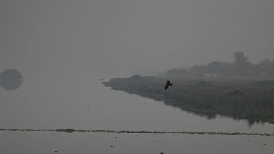 Smog engulfs the Yamuna. (RAJ K RAJ /HT PHOTO)