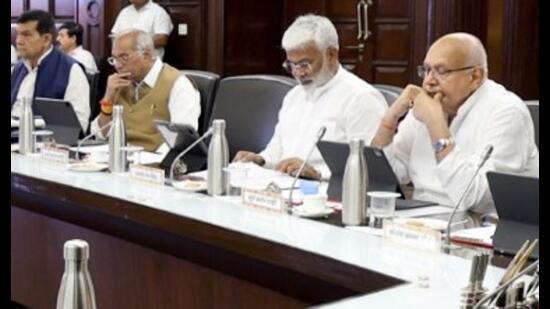 Uttar Pradesh Jal Shakti minister Swatantra Dev Singh during the state cabinet meeting in Lucknow on November 4. (HT photo)