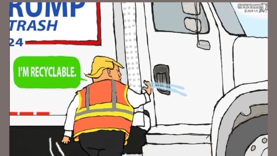 “Donald Trump is hoping voters find him recyclable in the White House not prison" : Jeff Darcy / Cleveland.com&nbsp;