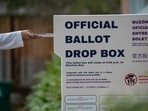 A voter submits their ballot at an official ballot drop box at a polling location for the 2024 Presidential election in Hercules, California, US, on Tuesday, Nov. 5, 2024. Photographer: David Paul Morris/Bloomberg A voter submits their ballot at an official ballot drop box at a polling location for the 2024 Presidential election in Hercules, California, US, on Tuesday, Nov. 5, 2024. Photographer: David Paul Morris/Bloomberg