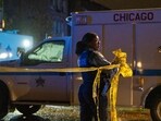 Chicago police work the scene of a shooting in the Chatham neighborhood of Chicago, Monday, Nov. 4, 2024. (Tyler Pasciak LaRiviere/Chicago Sun-Times via AP)