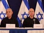 Israeli Prime Minister Benjamin Netanyahu (Left) and Defence Minister Yoav Gallant attend a press conference in the Kirya military base in Tel Aviv on October 28, 2023. Israeli Prime Minister Benjamin Netanyahu (Left) and Defence Minister Yoav Gallant attend a press conference in the Kirya military base in Tel Aviv on October 28, 2023.