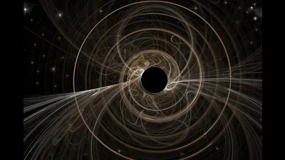 An artist’s illustration of radiation escaping from a black hole. (HT PHOTO) An artist’s illustration of radiation escaping from a black hole. (HT PHOTO)