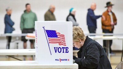 Melissa Warner, of Johnstown, Pa., marks her ballot on Election Day at Westmont Borough No. 1 polling place at Westmont Grove in Cambria County on Tuesday, Nov. 5, 2024. (Thomas Slusser/The Tribune-Democrat via AP) (AP) Melissa Warner, of Johnstown, Pa., marks her ballot on Election Day at Westmont Borough No. 1 polling place at Westmont Grove in Cambria County on Tuesday, Nov. 5, 2024. (Thomas Slusser/The Tribune-Democrat via AP) (AP)