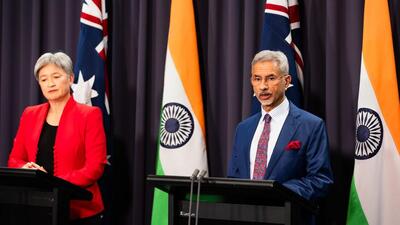 External affairs minister S Jaishankar with Australian foreign minister Penny Wong during the 15th India - Australia Foreign Ministers’ Framework Dialogue in Canberra, Australia, on Tuesday. (PTI) External affairs minister S Jaishankar with Australian foreign minister Penny Wong during the 15th India - Australia Foreign Ministers’ Framework Dialogue in Canberra, Australia, on Tuesday. (PTI)