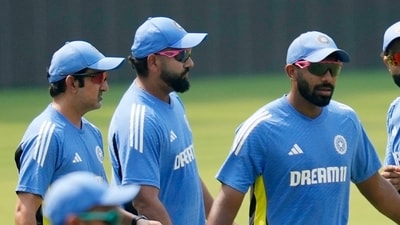Gautam Gambhir and Rohit Sharma attend a practice session. (AP Photo/Rajanish Kakade) (AP) Gautam Gambhir and Rohit Sharma attend a practice session. (AP Photo/Rajanish Kakade) (AP)
