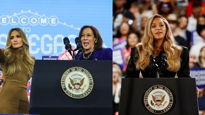 Kamala Harris has garnered significant support from Hollywood A-listers, including Beyoncé, Jennifer Lopez, and Taylor Swift, as they campaign for her 2024 presidential run.
(Photo by Ethan Miller / GETTY IMAGES NORTH AMERICA / Getty Images via AFP ,REUTERS/Marco Bello) Kamala Harris has garnered significant support from Hollywood A-listers, including Beyoncé, Jennifer Lopez, and Taylor Swift, as they campaign for her 2024 presidential run.
(Photo by Ethan Miller / GETTY IMAGES NORTH AMERICA / Getty Images via AFP ,REUTERS/Marco Bello)